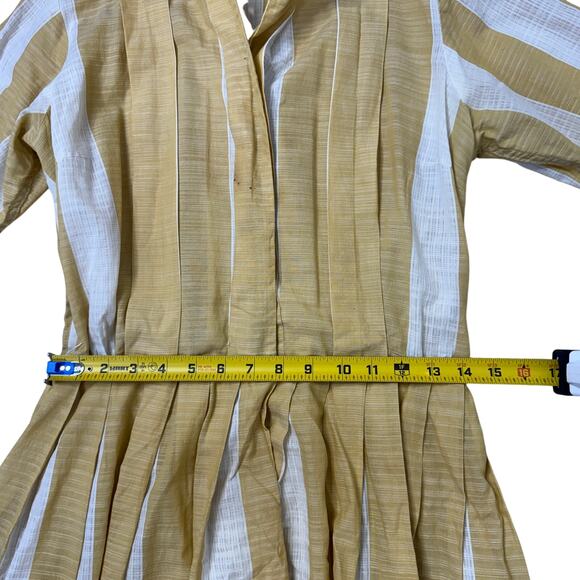 Vintage 50s Donovan-Galvani Yellow Striped Shirtwaist Dress Cotton Voile As Is - Picture 11 of 16